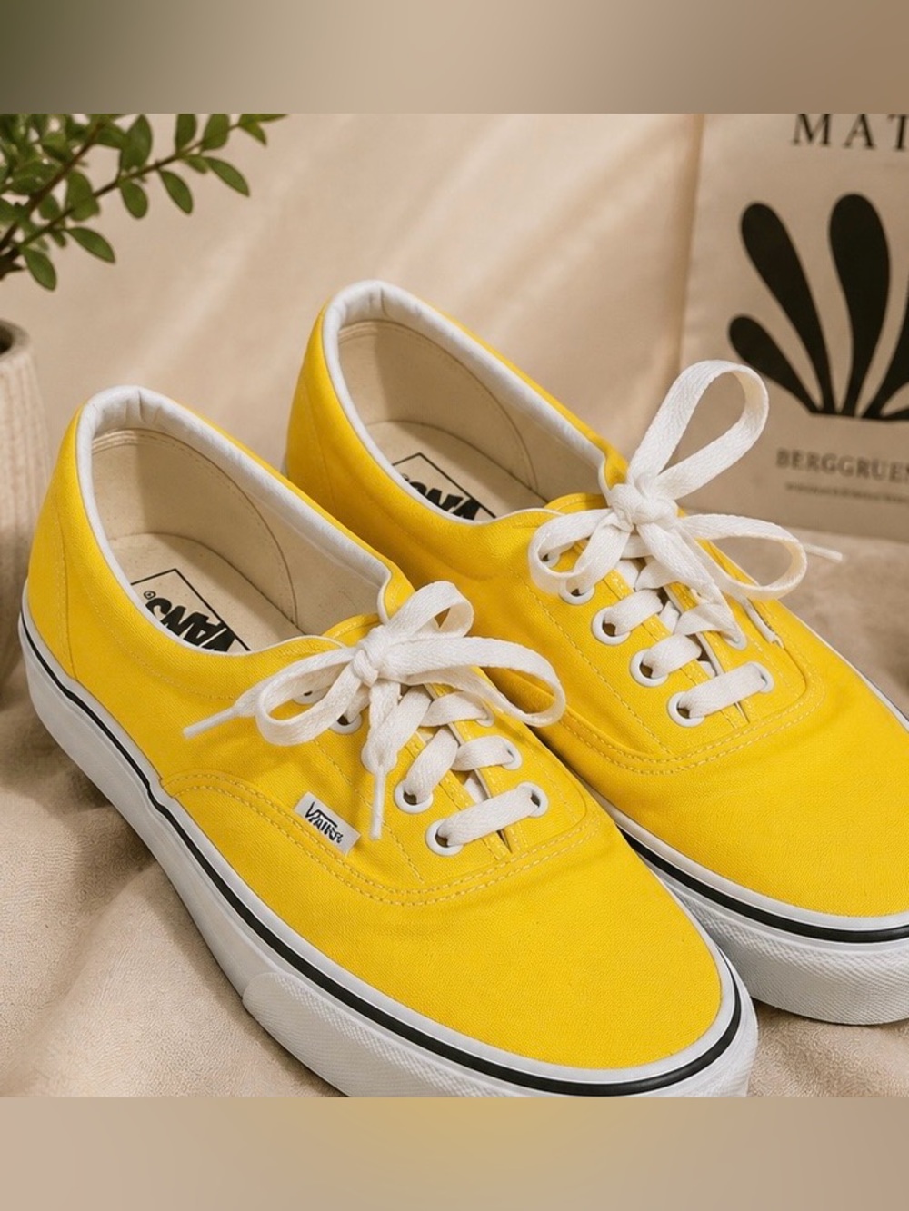 Vans Yellow Canvas Low Top Sneakers with White Laces